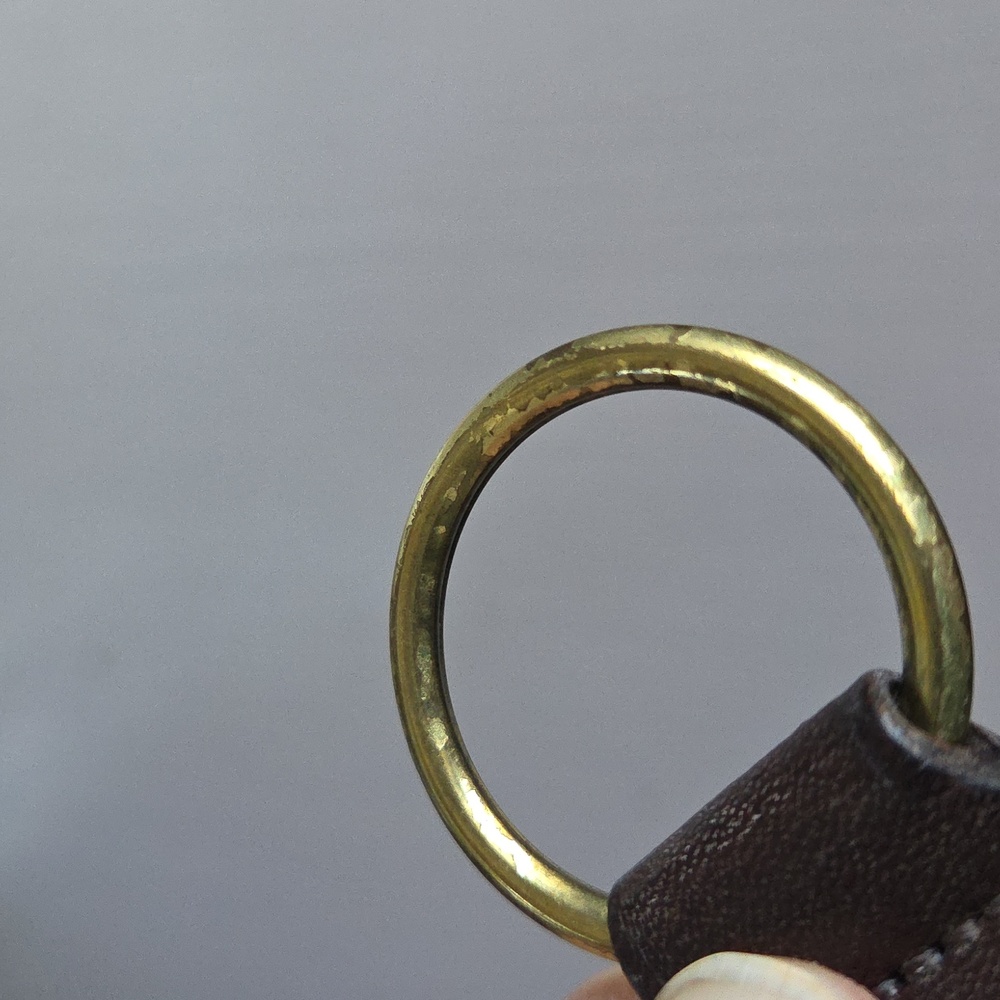 Coach Mahogany Leather & Brass Cartouche Key Fob  Vintage Style EUC - Picture 3 of 5